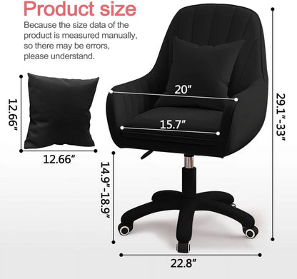 Home Office Chair Computer Chair with Mid-Back Upholstered Modern Tufted Computer Task Chair Swivel Height Adjustable Velvet Accent Chair. White