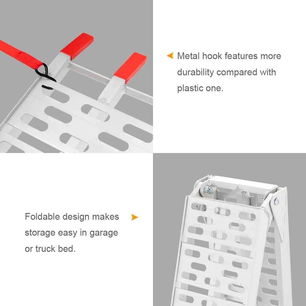 TUFFIOM Aluminum Truck Ramp N/A 7ft Aluminum Folding 1500 lb Maax Load - Silver