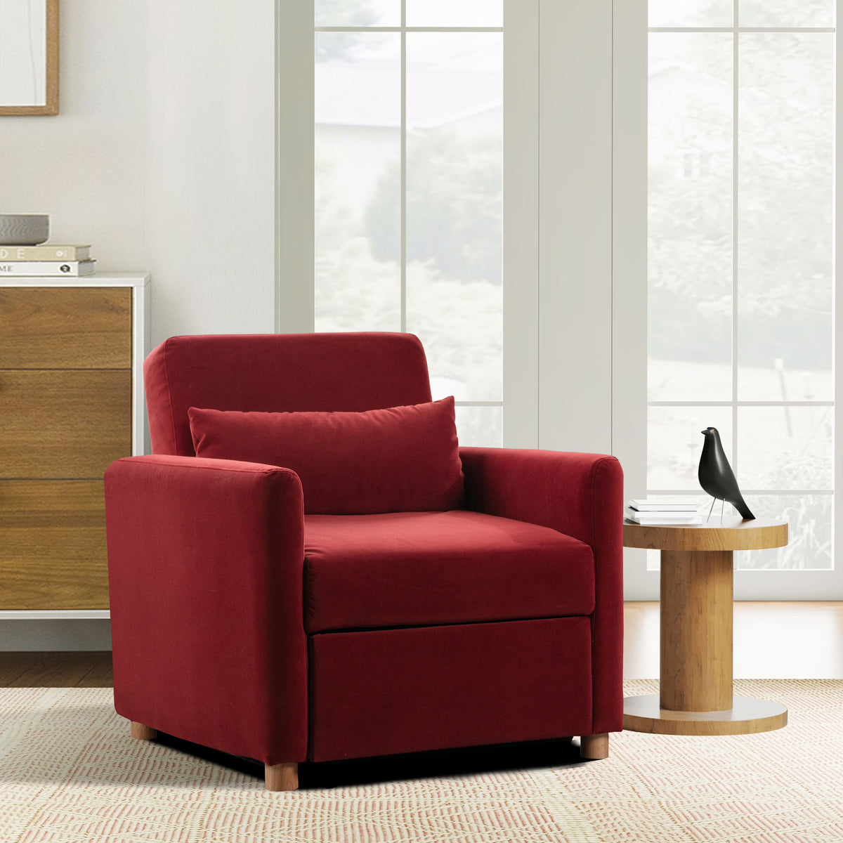 Serta Carly Scandinavian Style Convertible Chair, Ivory Fabric