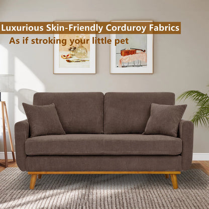 Aukfa 68" Small Sofa Couch Comfy Mid Century Modern Loveseat Sofa for Living Room Bedroom, Cream