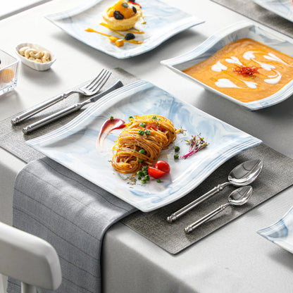 MALACASA Porcelain Tableware Sets, Ivory White, 30-Piece (6 Packs)