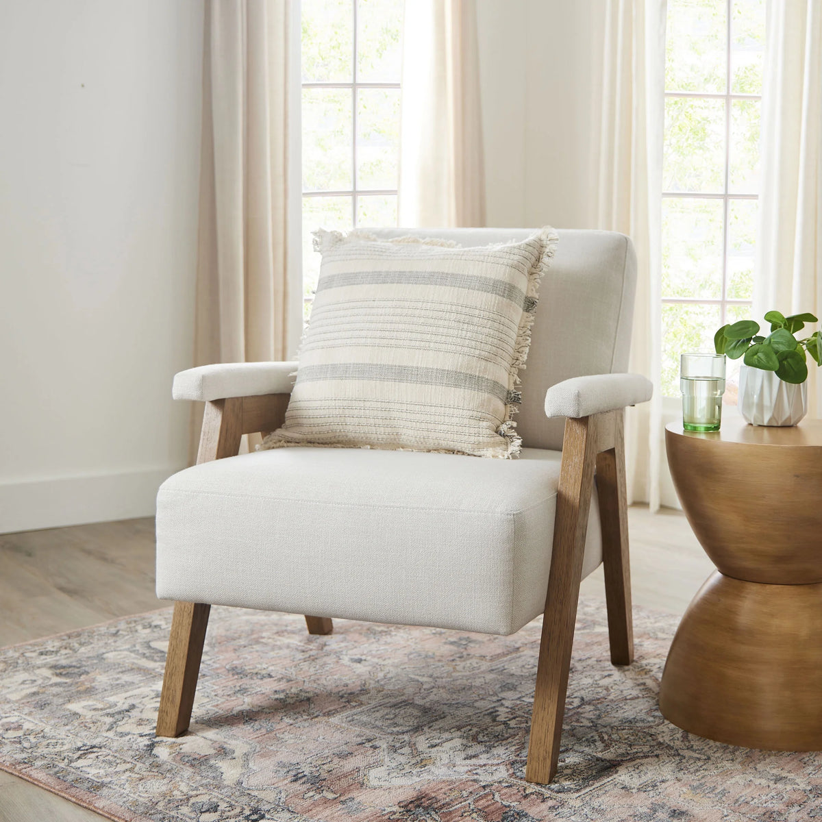 Better Homes & Gardens Ezra Accent Chair, Living Room, Cream