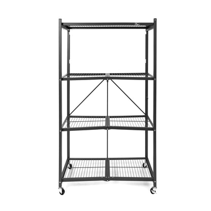 Origami 2-Pack R5 Series Heavy-Duty 4-Tier Foldable Steel Shelf, Pewter