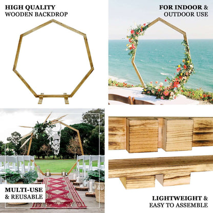 Efavormart 7FT Rustic Square Wedding Arch Wooden Backdrop Stand, Wedding Ceremony Arch - Brown