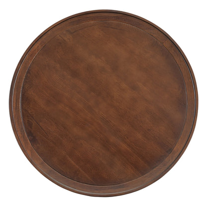 Harper & Bright Designs Rattan Round Coffee Table with Storage Shelf, Round Cane Wood Center Table for Living Room, 37'' Brown