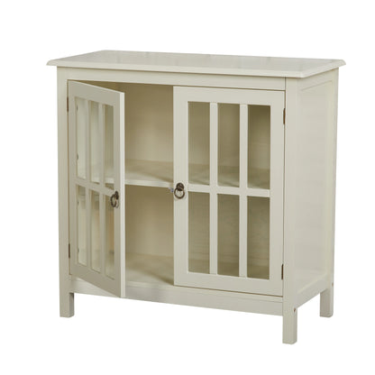 Simple Living  Portland 2-Door Glass Cabinet Antique White