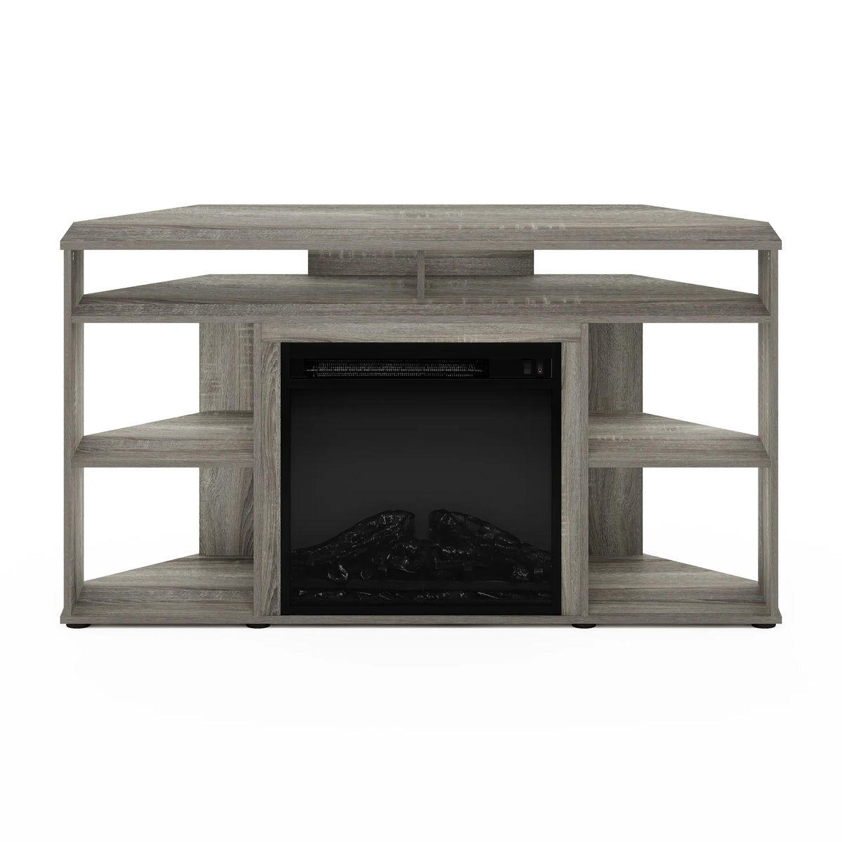 Jensen Corner TV Stand with Fireplace for TV up to 55 in., French Oak Grey