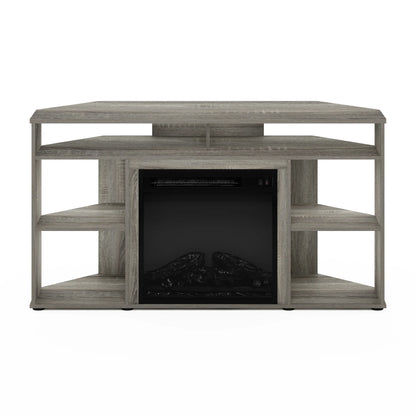 Jensen Corner TV Stand with Fireplace for TV up to 55 in., French Oak Grey