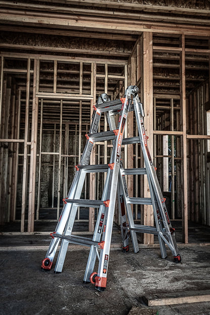 Little Giant Ladders Velocity 22-ft Multi-Position Ladder, Aluminum, 300 lb Capacity, Telescoping, A-Frame, Extension, with Wheels and Slip-Resistant Feet