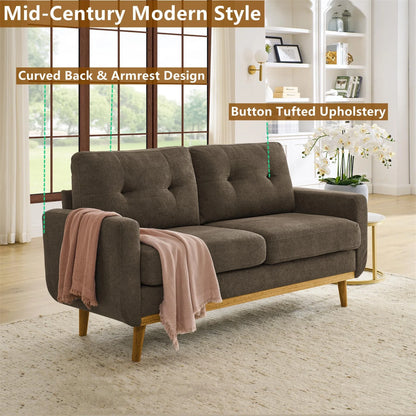 Aukfa 68" Small Sofa Couch Comfy Mid Century Modern Loveseat Sofa for Living Room Bedroom, Cream