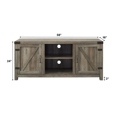 Walker Edison Modern Farmhouse Barn Door TV Stand for TVs up to 65", Grey Wash