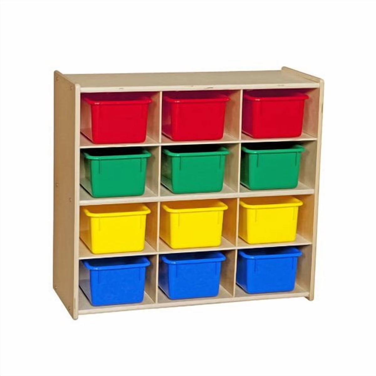 Contender Baltic Birch 12-Cubby Storage Unit w/ Assorted Pastel Trays - RTA