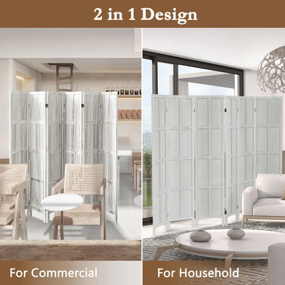 Aletheiawu 4 Panel Room Divider Wall and Folding Privacy Screens No Installation Required White