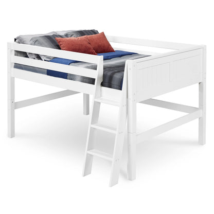 Camaflexi Full Size Low Loft Bed - Panel Headboard - Cappuccino Finish