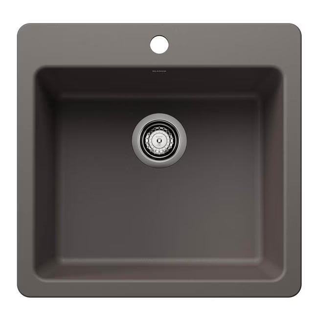 Blanco 443227 21 in. Liven Silgranti Single Bowl Dual Mount Kitchen Sink - Anthracite