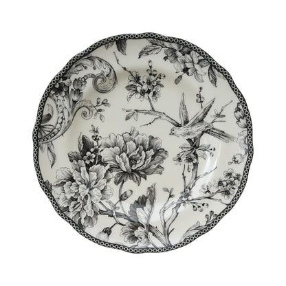 222 Fifth Adelaide Round 16-Piece Porcelain Dinnerware Set, Black Toile