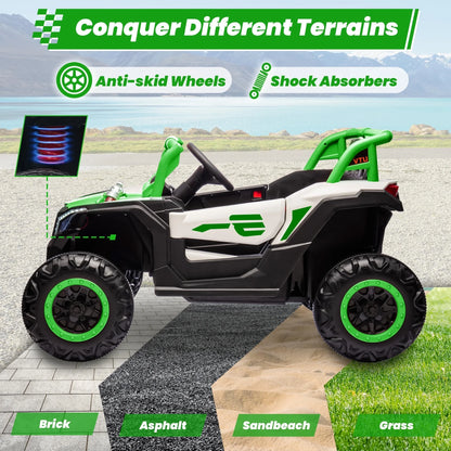 Joyracer 4WD 24 Volt Ride on Toys, 2 Seater Power Car wheels UTV with 800W Motors, Remote Control, Bluetooth Music, Spring Suspension, LED Light, Pink