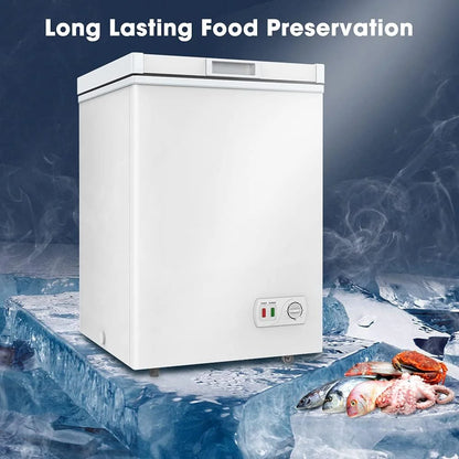 Ecotronic 3.8 Cu Ft Compact Chest Freezer, Grey, Low Noise, Energy Saving, 7-Gear Temperature Control