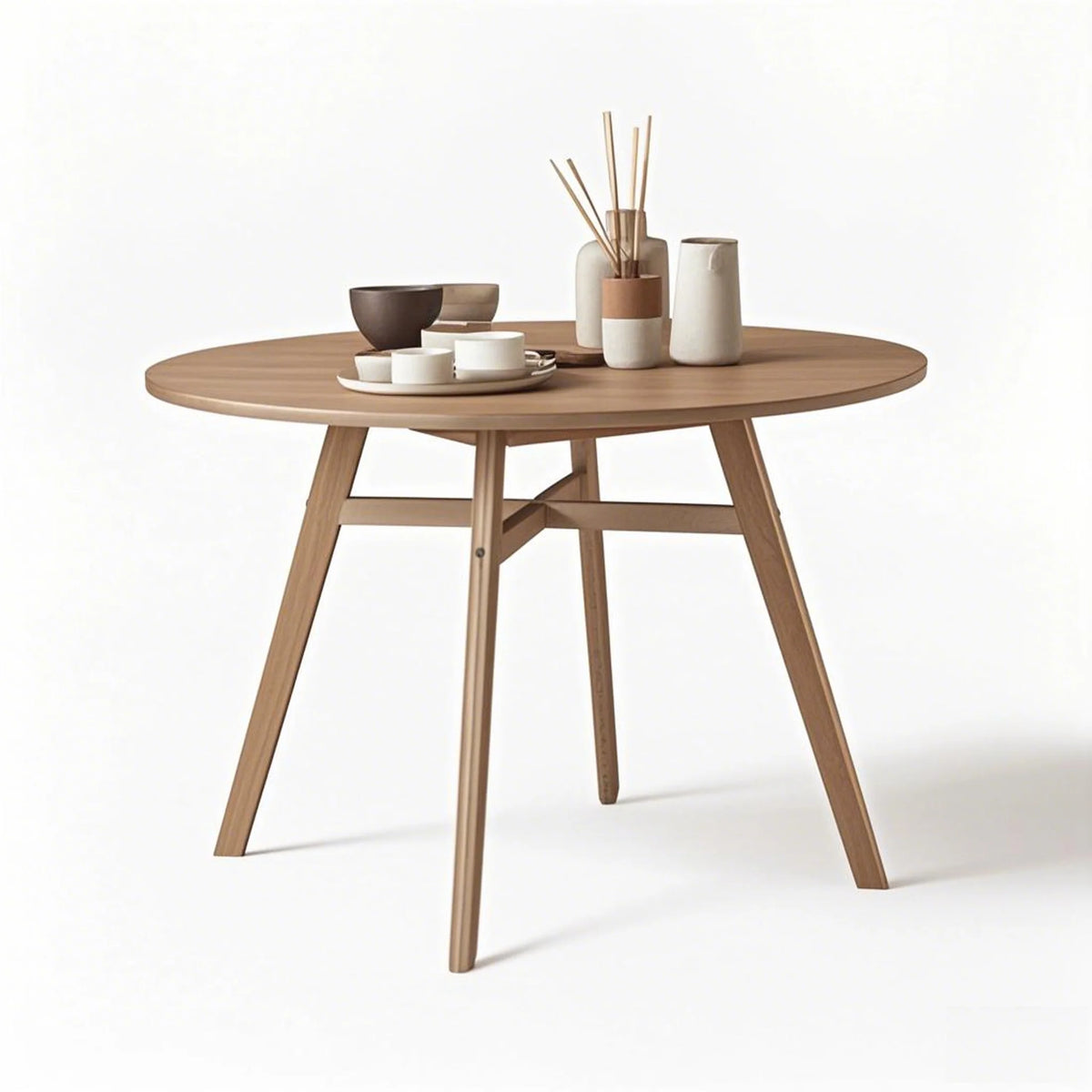 Mainstays 44inch Solid Wood Round Dining Table, Walnut