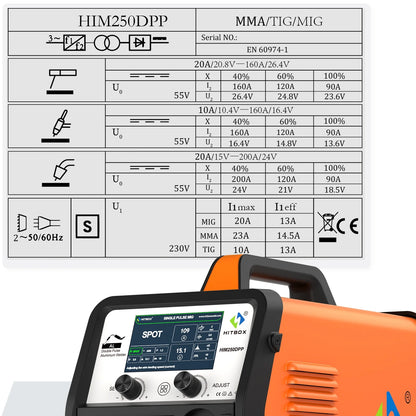 HITBOX Aluminum MIG Welder, 200Amp Dual Pulse MIG Welder 110/220V, Gas /Gasless MIG Lift TIG MMA Stick Welding Machine