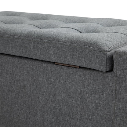 HOMCOM Linen Storage Ottoman Bench Storage Chest Tufted Ottoman Cube with Flipping Top