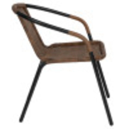 Flash Furniture Lila Indoor/Outdoor Stacking Rattan Patio Chairs, Set of 2, Beige