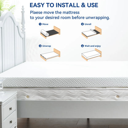 3 Inch Memory Foam Mattress Topper Queen Size Breathable Gel Memory Foam Cooling Mattress Topper Mattress Pad Cover for Back Pain Bed Topper with Washable Cover