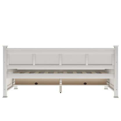Euroco Twin Size Dayed with 2 Storage Drawers for Bedroom Low Profile Platform Bed, White