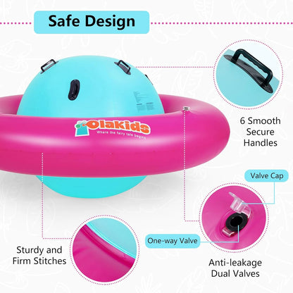 OLAKIDS 8FT Inflatable Dome Rocker Bouncer, Outdoor Kids Giant Roll and Play Seesaw Rocker with 6 Secure Handles, Max Weight 250 LBS, Toddlers Climbing Toy Backyard Play Center Equipment