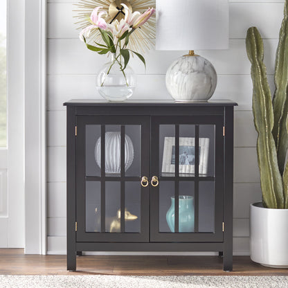 Simple Living  Portland 2-Door Glass Cabinet Antique White