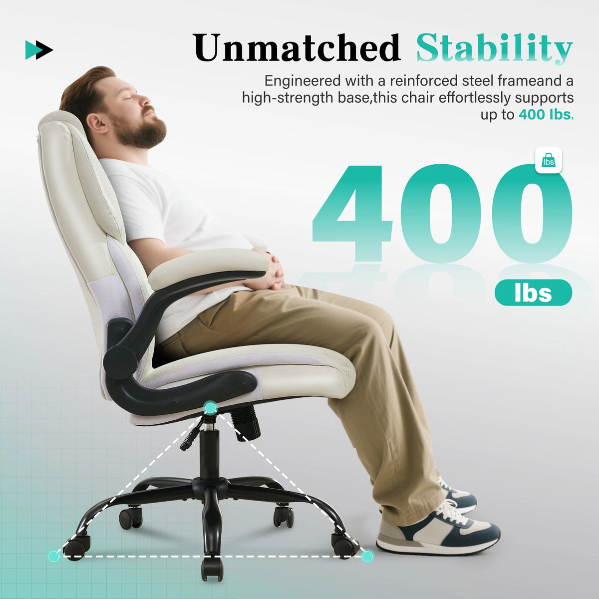 JONPONY Big and Tall Office Chair Wide Seat Ergonomic Computer Desk Chair High Back Executive Leather Chair Adjustable Task Chair Lumbar Back Support 8 Hours Heavy Duty Design,Black