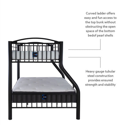 Linon Heavy Metal Twin Over Full Bunk Bed Attached Ladder in White