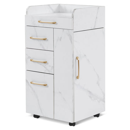 BarberPub Salon Trolley, Hair Styling Rolling Utility Cart with Storage Drawer