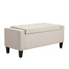 HOMCOM Linen Storage Ottoman Bench Storage Chest Tufted Ottoman Cube with Flipping Top