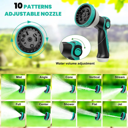 AUOSHI Retractable Garden Hose Reel 1/2" 100ft Automatic Hose Reel with 10 Function Sprayer Nozzle Wall Mount 180 Deg Swivel Bracket Hose Reel with Any Length Lock Slow Return System