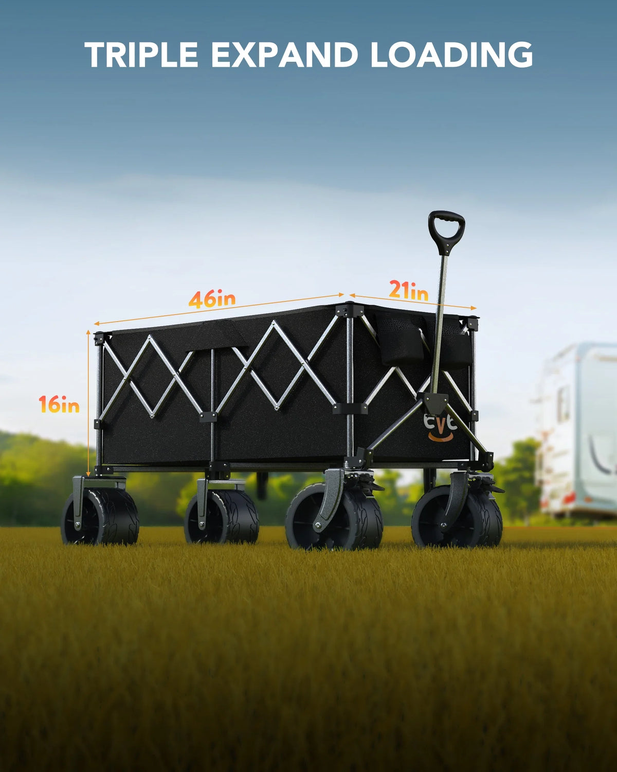 KEESTP Collapsible Wagon, 440LBS Heavy Duty Wagon Carts Foldable with Side Pocket and Brakes, 66 Gallon Large Capacity Foldable Wagon-gray