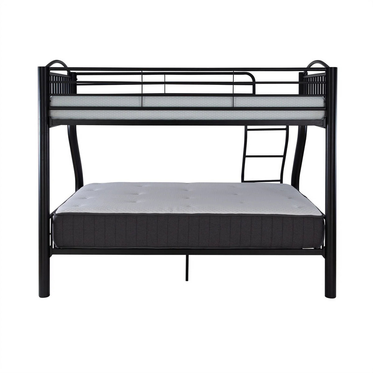 Linon Heavy Metal Twin Over Full Bunk Bed Attached Ladder in White