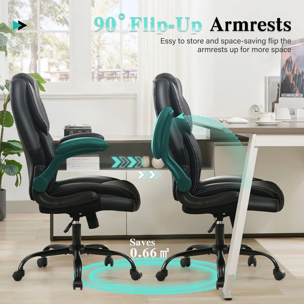 JONPONY Big and Tall Office Chair Wide Seat Ergonomic Computer Desk Chair High Back Executive Leather Chair Adjustable Task Chair Lumbar Back Support 8 Hours Heavy Duty Design,Black