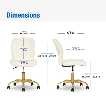 Mainstays Boucl Armless Office Chair for Adults and Teens, Cream