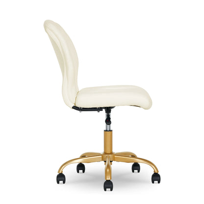 Mainstays Boucl Armless Office Chair for Adults and Teens, Cream