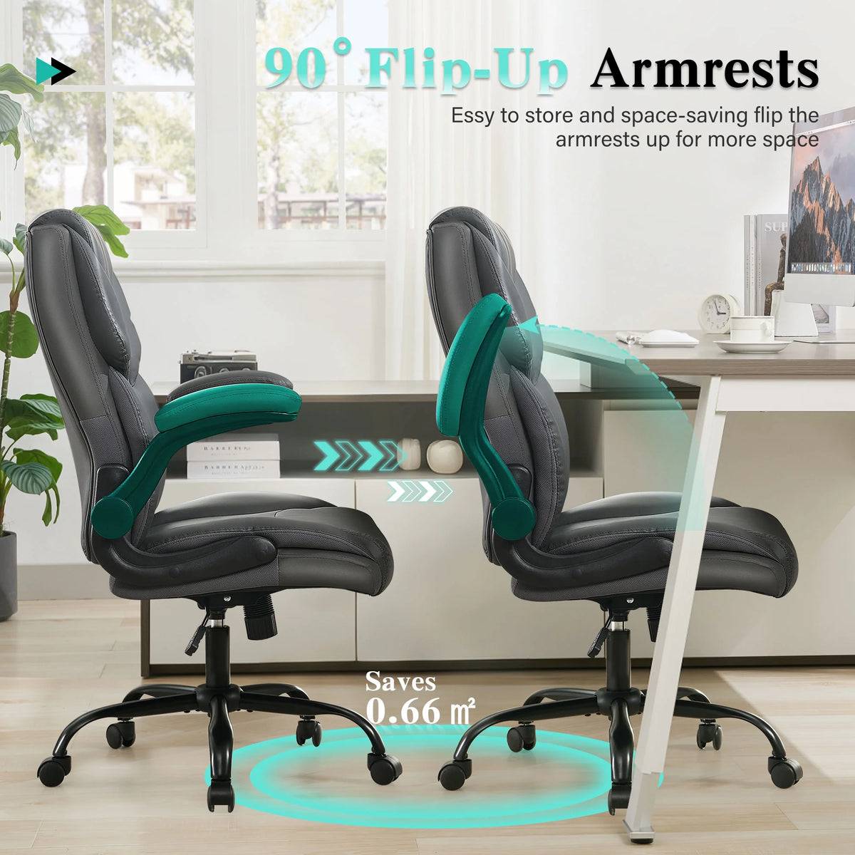 JONPONY Big and Tall Office Chair Wide Seat Ergonomic Computer Desk Chair High Back Executive Leather Chair Adjustable Task Chair Lumbar Back Support 8 Hours Heavy Duty Design,Black