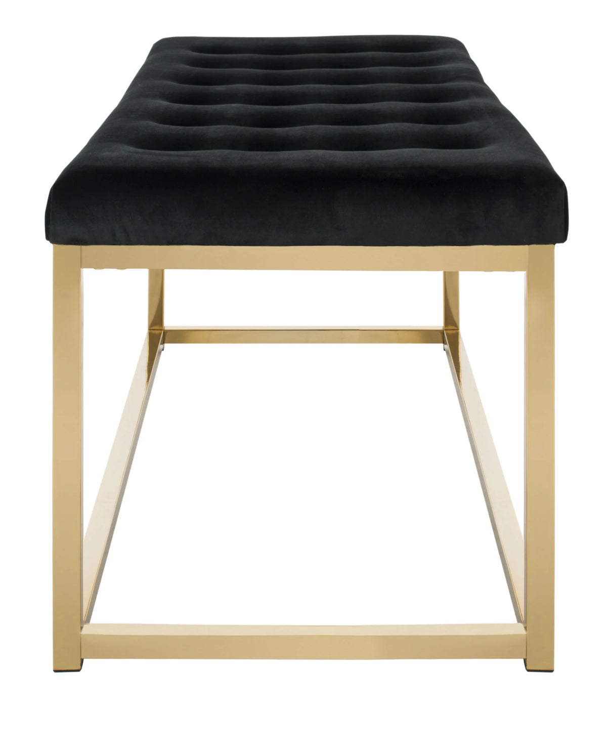 SAFAVIEH Reynolds Contemporary Modern Glam Tufted Bench, Black/Brass