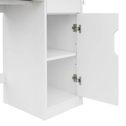 Mainstays Get Ready with Me GRWM Deluxe 2-Piece Vanity and Stool with Lighted Mirror and USB Power, White Finish