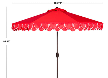 SAFAVIEH Outdoor Collection Elegant Valance 9-Foot Tilt Umbrella Navy / White