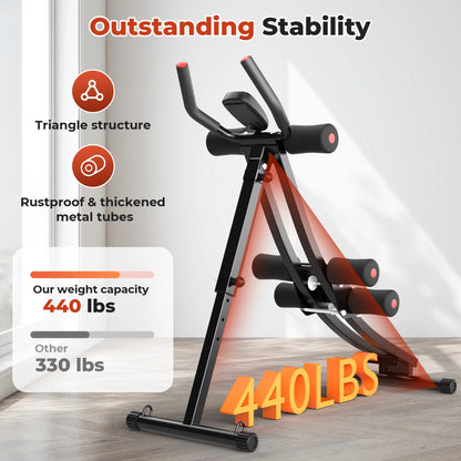 HIJOB Foldable Abdominal Trainers Fitness Equipment Machine with LCD Display for Home Gym Full Body Exercise, Max 440lbs