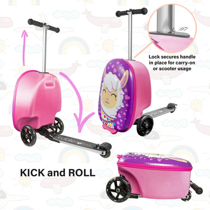 Kiddietotes Kid's Hard Shell Scooter Ride On Suitcase, Pink