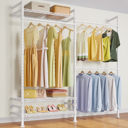 Timate F2 Industrial Pipe Clothes Rack Wall Mounted Clothing Rack for Hanging Clothes,Black