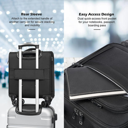 Underseat Carry On Luggage Softside Lightweight Rolling Travel Bag Spinner Suitcase