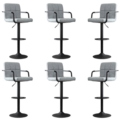JONPONY Bar Stools Set of 2, Back and Armrest,Vintage Leather Modern Bar Chairs for Home and Kitchen Counter,Black,Low Back