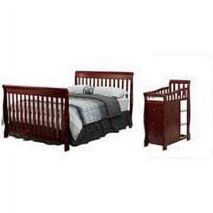 Dream On Me Brody 5-in-1 Convertible Crib with Changer. Cherry